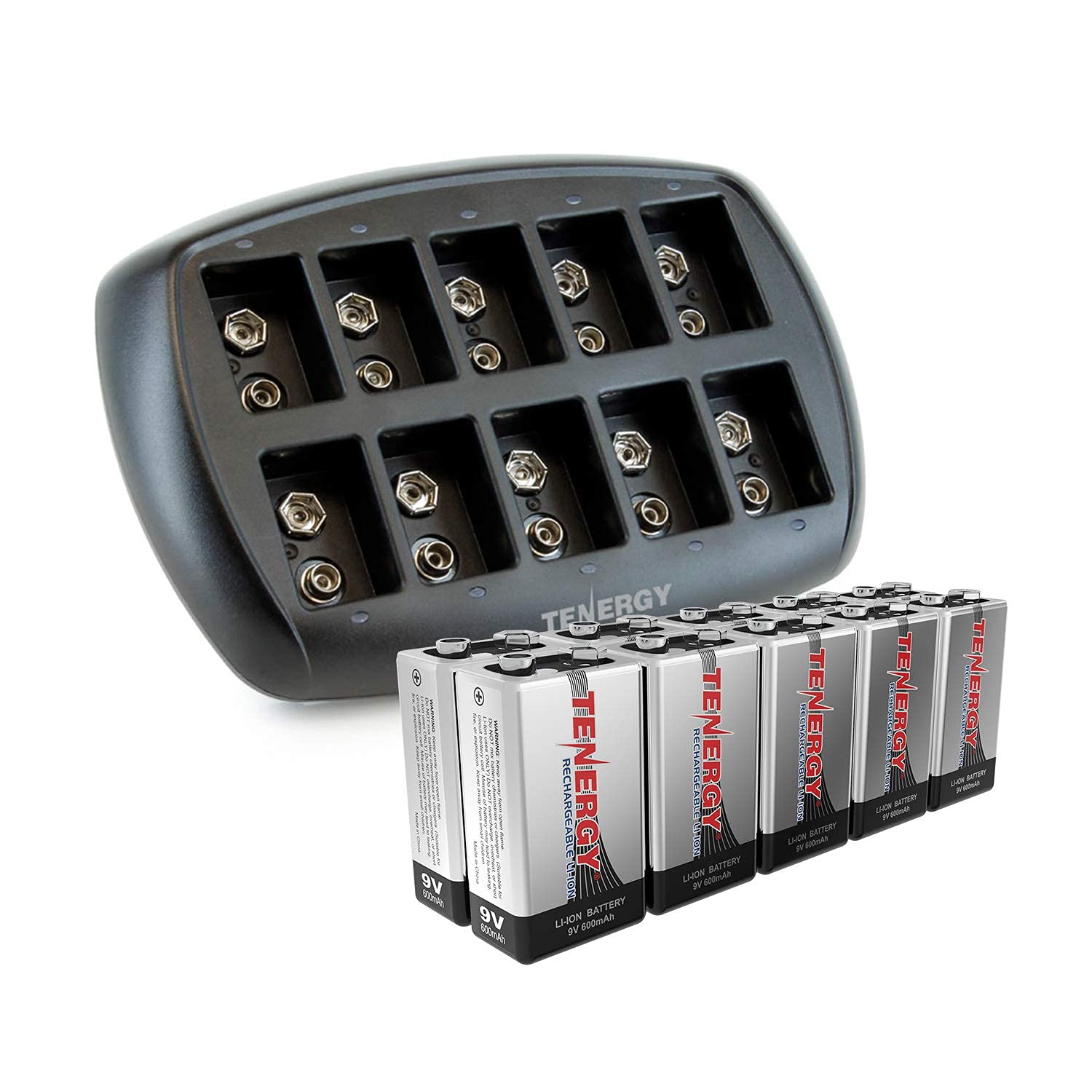 Amazon.com: Tenergy 9V Batteries 600mAh 10PCS Li-ion 9 Volt